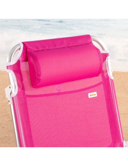 Pack 2 cadeiras de praia baixas multiposição 51x45x76 cm fúcsia