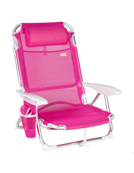 Pack 2 cadeiras de praia baixas multiposição 51x45x76 cm fúcsia