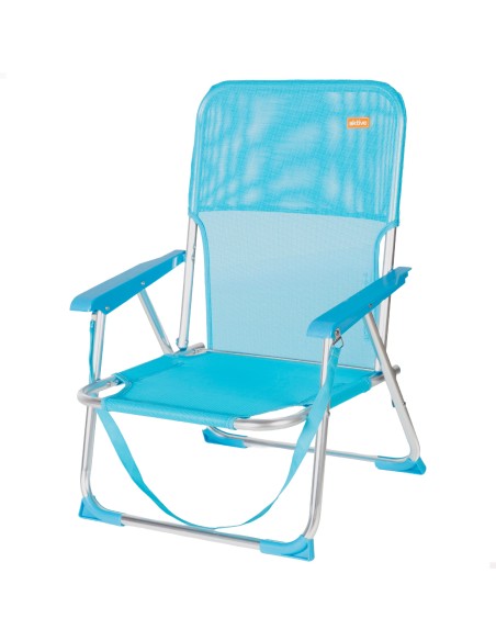 Pack 2 cadeiras dobráveis de praia 44x40x72 cm azuis com alça
