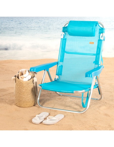 Pack 2 cadeiras de praia baixas multiposição 48x46x84 cm azuis