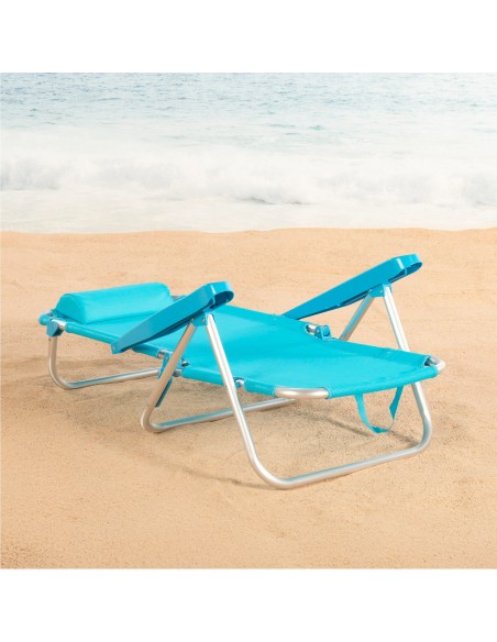 Pack 2 cadeiras de praia baixas multiposição 48x46x84 cm azuis