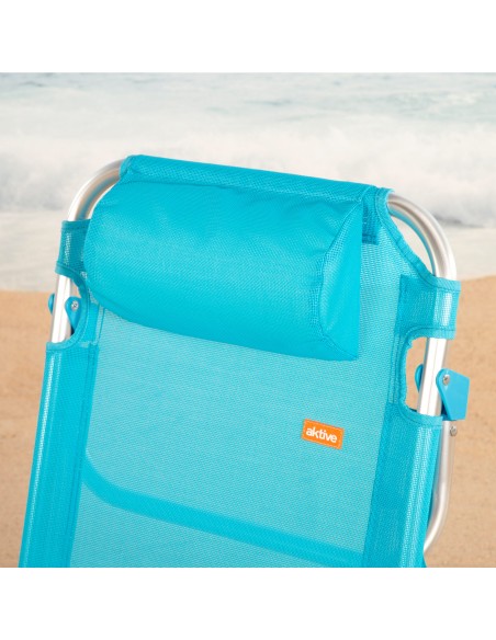 Pack 2 cadeiras de praia baixas multiposição 48x46x84 cm azuis