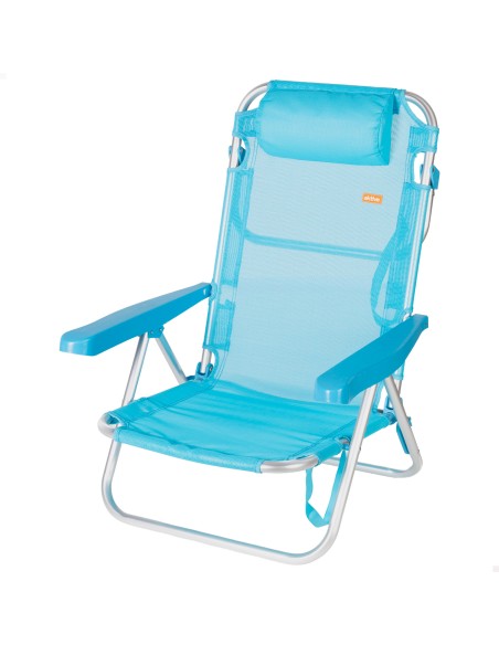 Pack 2 cadeiras de praia baixas multiposição 48x46x84 cm azuis