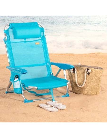 Pack 2 cadeiras de praia baixas multiposicionáveis 51x45x76 cm azul