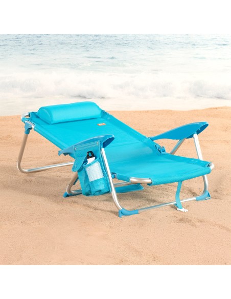 Pack 2 cadeiras de praia baixas multiposicionáveis 51x45x76 cm azul