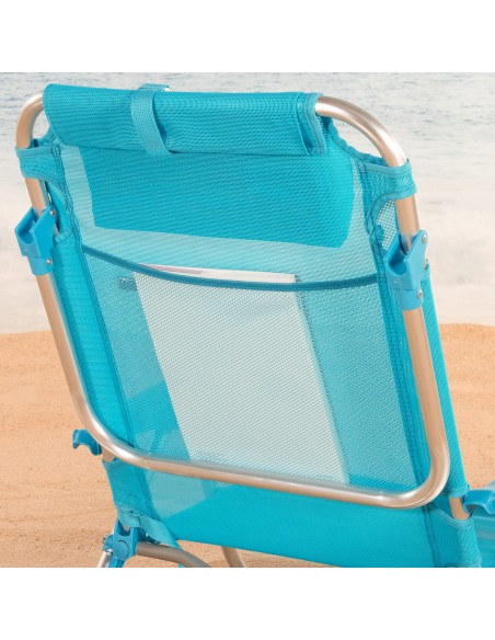 Pack 2 cadeiras de praia baixas multiposicionáveis 51x45x76 cm azul