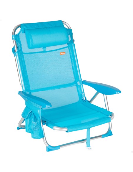 Pack 2 cadeiras de praia baixas multiposicionáveis 51x45x76 cm azul