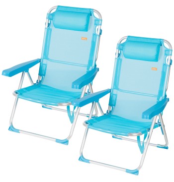 Pack 2 cadeiras de praia altas multiposições 48x60x90 cm...