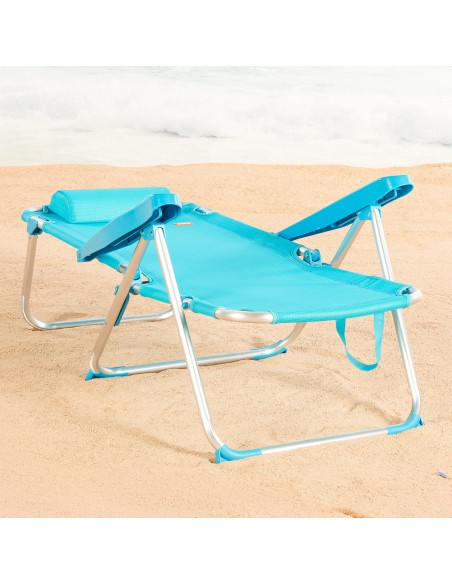 Pack 2 cadeiras de praia altas multiposições 48x60x90 cm azuis