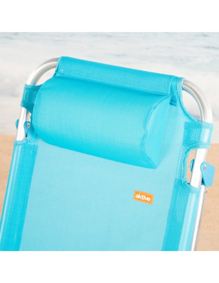 Pack 2 cadeiras de praia altas multiposições 48x60x90 cm azuis