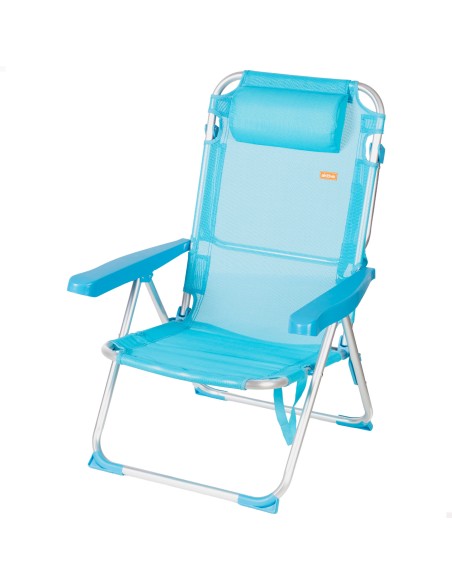 Pack 2 cadeiras de praia altas multiposições 48x60x90 cm azuis