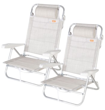 Pack 2 cadeiras de praia baixas multiposição 47x49x82 cm...