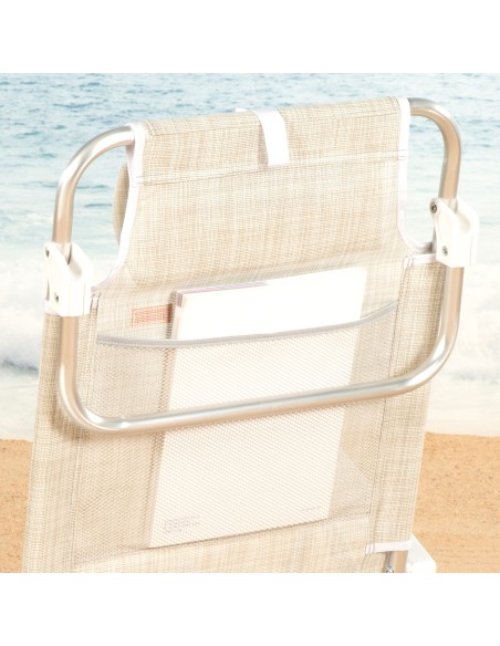 Pack 2 cadeiras de praia baixas multiposição 47x49x82 cm bege