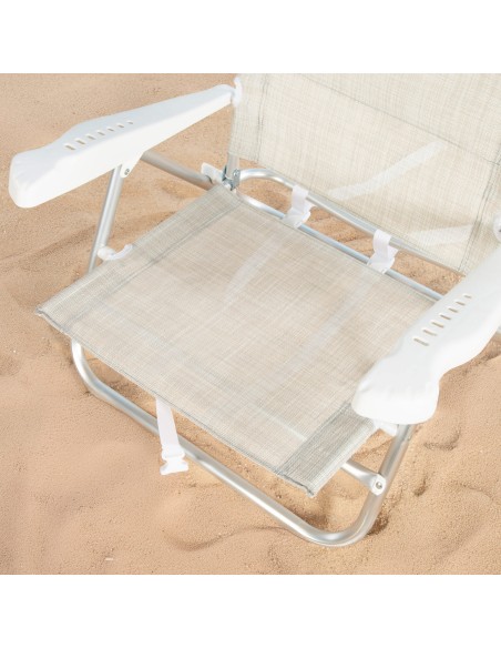Pack 2 cadeiras de praia baixas multiposição 47x49x82 cm bege