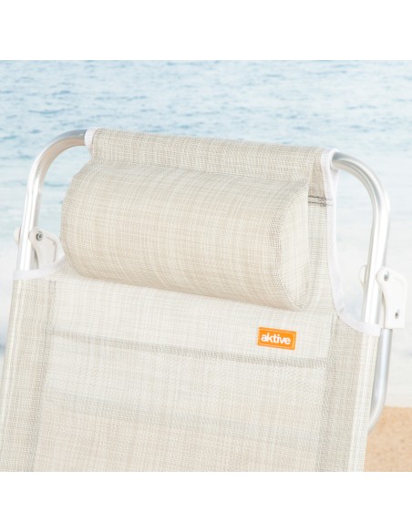 Pack 2 cadeiras de praia baixas multiposição 47x49x82 cm bege