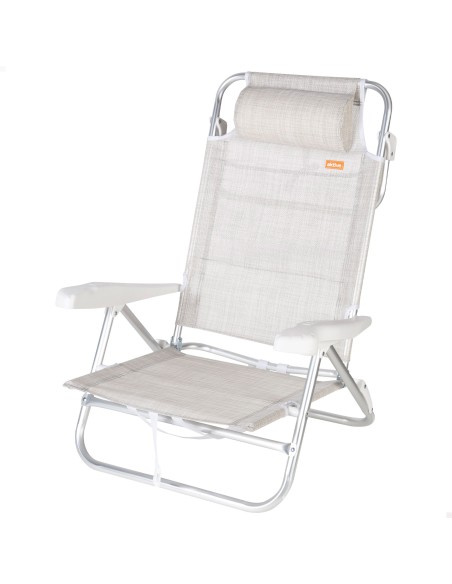 Pack 2 cadeiras de praia baixas multiposição 47x49x82 cm bege