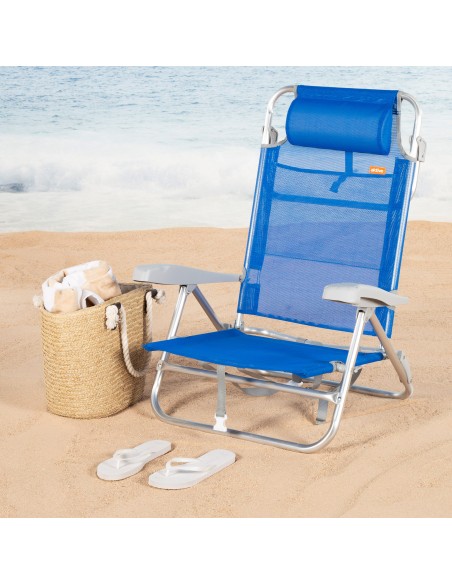 Pack 2 cadeiras praia baixas com múltiplas posições 47x49x82 cm azul