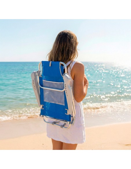 Pack 2 cadeiras praia baixas com múltiplas posições 47x49x82 cm azul