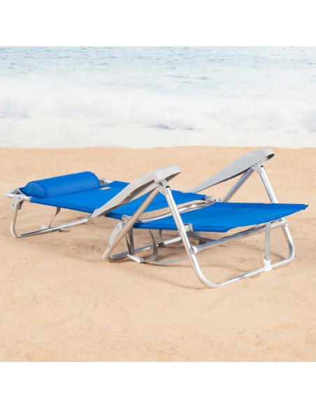 Pack 2 cadeiras praia baixas com múltiplas posições 47x49x82 cm azul