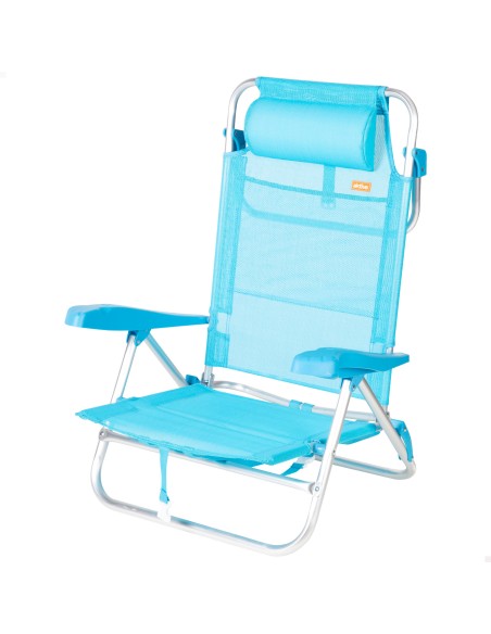 Pack 2 cadeiras de praia rebaixadas multiposição 47x49x82 cm azul claro