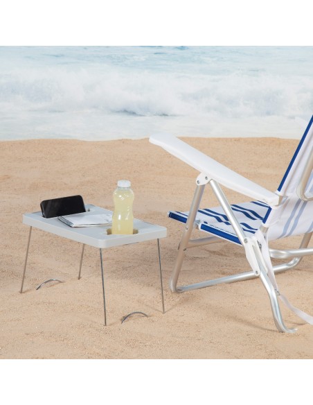 Mesa de praia dobrável com porta-copos