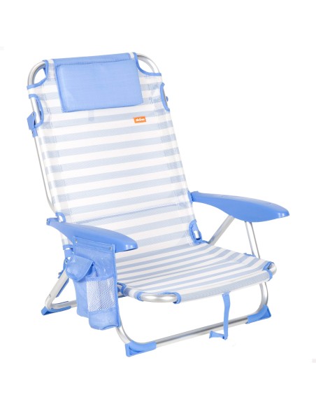 Cadeira de praia baixa multiposições 51x45x76 cm com bolsos