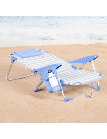Cadeira de praia baixa multiposições 51x45x76 cm com bolsos
