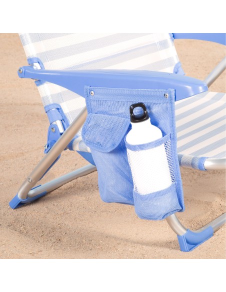 Cadeira de praia baixa multiposições 51x45x76 cm com bolsos