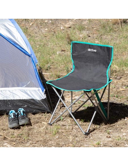 Cadeira de camping dobrável 43x43x71 cm preta com alça de transporte