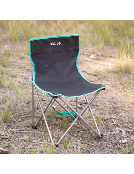 Cadeira de camping dobrável 43x43x71 cm preta com alça de transporte