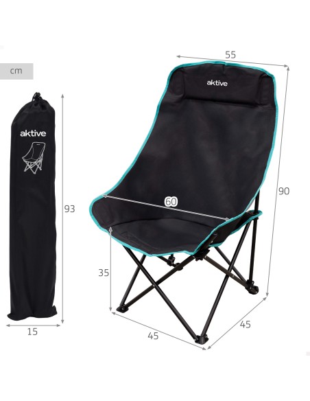 Cadeira de camping dobrável 55x45x90 cm com bolsa de transporte