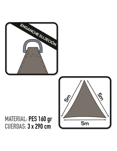 Toldo triangular de 500x500x500 cm cor antracite