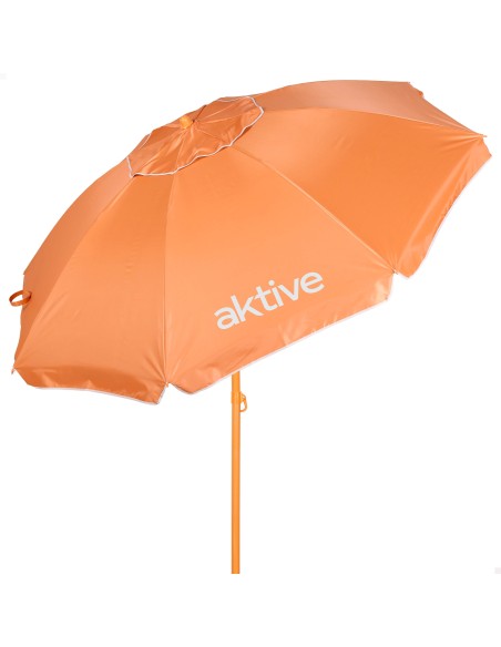 Guarda-sol de praia laranja inclinável com proteção UV50 220 cm de diâmetro