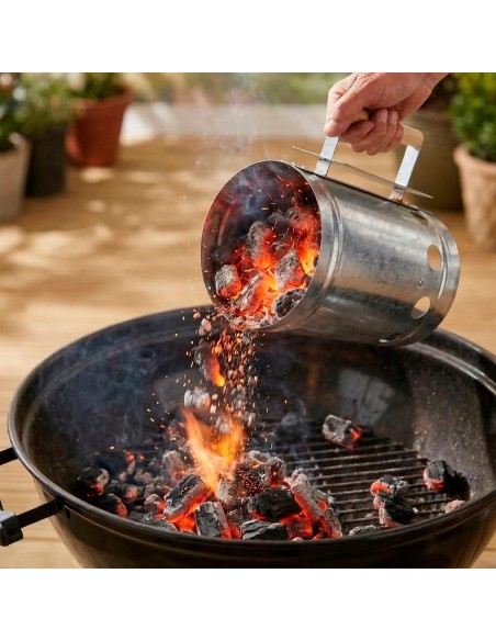 Acendedor de carvão para churrasco com alça