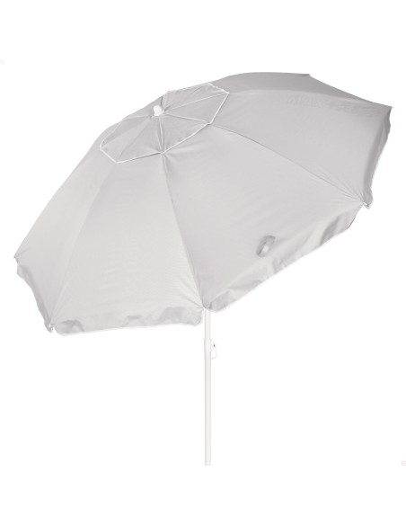 Guarda-sol de praia com 8 varetas, 200 cm, cinza, inclinável, UV50