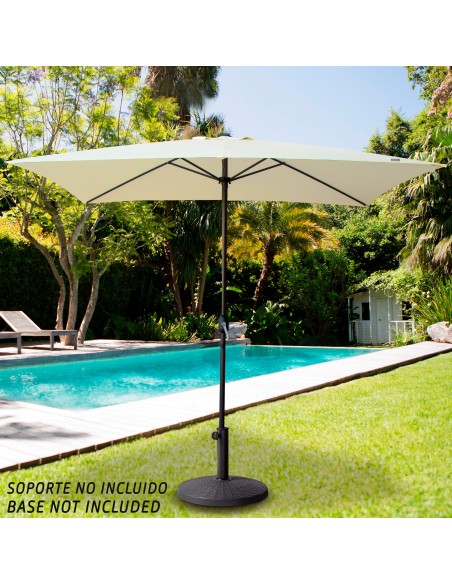 Guarda-sol retangular 200x300 cm bastão em alumínio de cor creme
