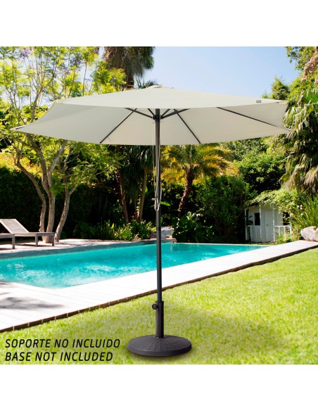 Guarda-sol de jardim hexagonal Ø300 cm com sistema de polia dupla