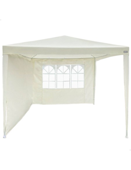 Gazebo de jardim removível com 2 paredes e janela 270x270x240 cm branco