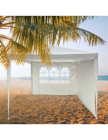 Gazebo de jardim removível com 2 paredes e janela 270x270x240 cm branco