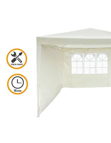 Gazebo de jardim removível com 2 paredes e janela 270x270x240 cm branco