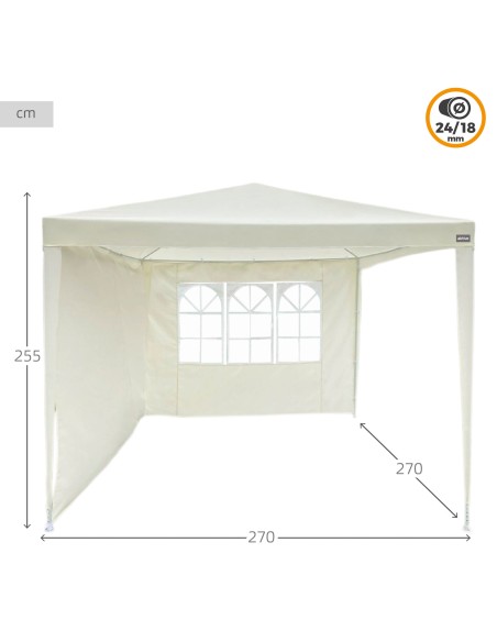 Gazebo de jardim removível com 2 paredes e janela 270x270x240 cm branco