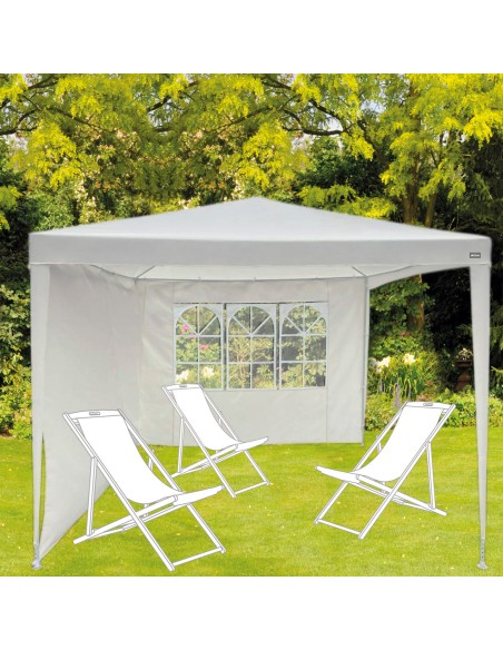 Gazebo de jardim removível com 2 paredes e janela 270x270x240 cm branco