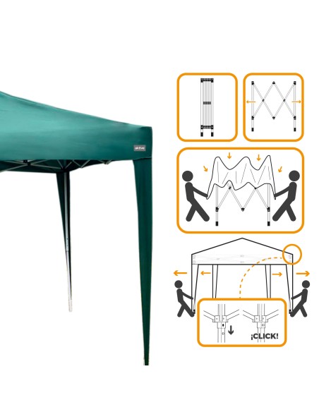 Gazebo dobrável e regulável em altura Max - Air 300x300/240 - 250 cm verde