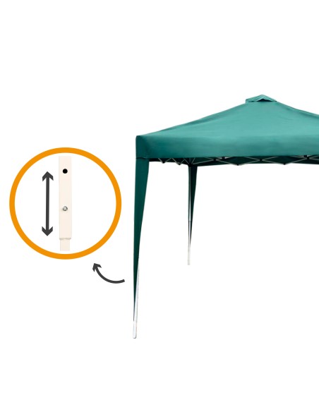 Gazebo dobrável e regulável em altura Max - Air 300x300/240 - 250 cm verde