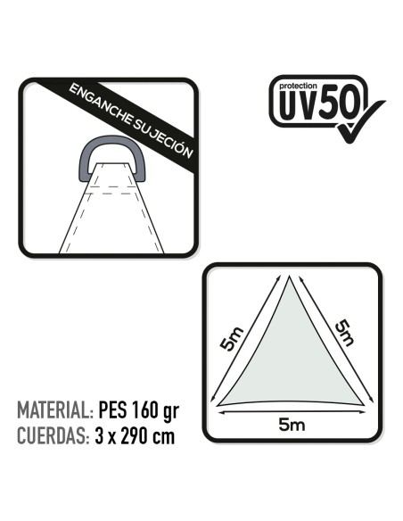 Toldo triangular de sombreamento 500x500x500 cm branco