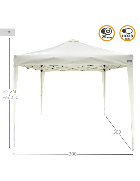Gazebo Max-Air 300x300x240/250 cm branco dobrável e ajustável em altura