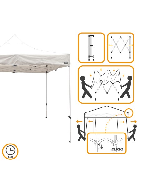 Gazebo Max-Air dobrável e regulável em altura 300x300x220/320 cm branco