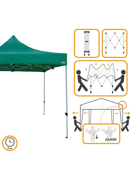 Gazebo Max-Air dobrável e regulável em altura 300x300x220/320 cm verde