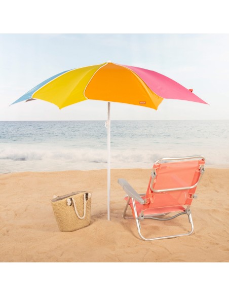 Guarda-sol de praia reclinável com proteção UV50 multicolorido 180 cm de diâmetro