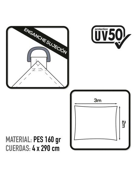 Toldo retangular para sombra 300x200 cm em branco